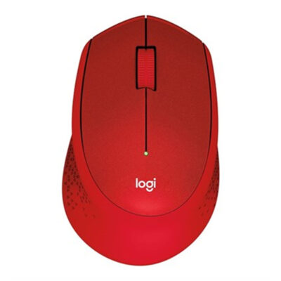 Logitech M331 Silent Wireless Mouse – Red, Ergonomic, Quiet Clicks