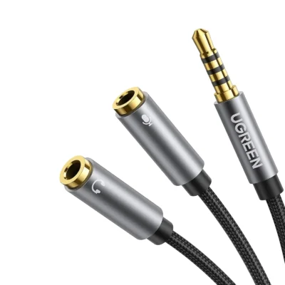 UGREEN 3.5mm Male to 2 Female Audio Splitter Cable – Aluminum Case (Black)