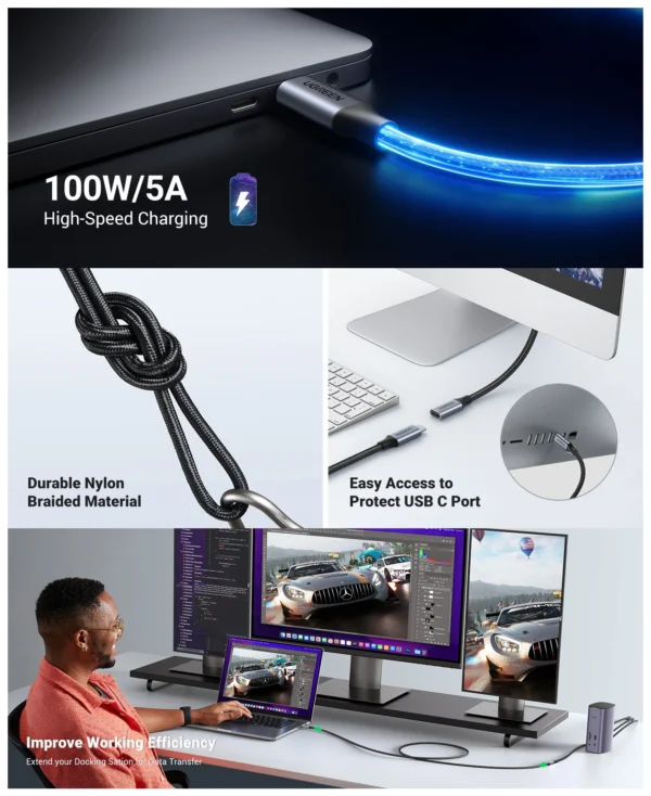 UGREEN Ergonomic Wireless Mouse – 2.4G & Bluetooth, Silent Click, Adjustable 4000 DPI, 18-Month Battery – Full-Size Design - Image 2