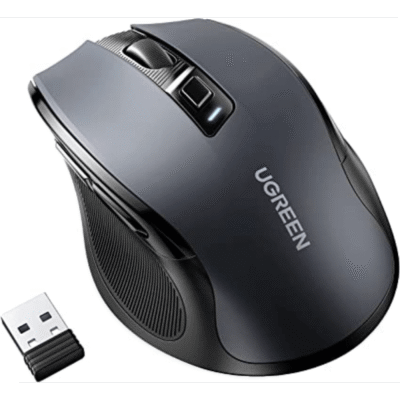 UGREEN Ergonomic Wireless Mouse – Dual Mode (BT 5.0 + 2.4GHz), Silent Click, 4000 DPI, 18-Month Battery – Black