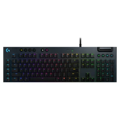 Logitech G813 RGB Mechanical Gaming Keyboard – Clicky White Switch, Ultra-Thin Low Profile, LIGHTSYNC RGB, USB Passthrough, Dedicated Media Controls – Black
