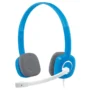 Logitech H150 Stereo Headset – Dual 3.5mm Jacks, Noise-Cancelling Mic, In-Line Controls, Stereo Audio – For PC with Separate Audio & Mic Ports – Blue