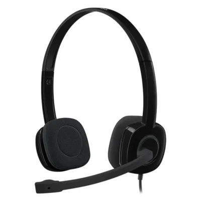 Logitech H151 Stereo Headset – 3.5mm Jack, Noise-Cancelling Mic, In-Line Controls, Stereo Audio – Compatible with PC, Mac, Smartphones & Tablets