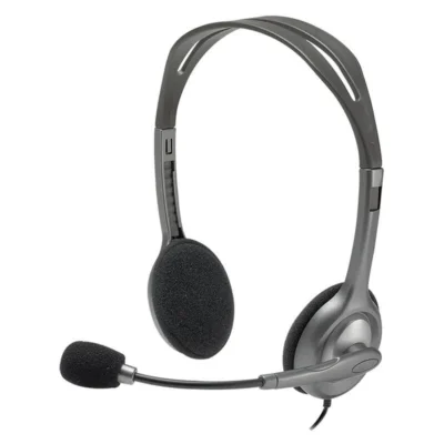 Logitech H110 Stereo Headset – Dual 3.5mm Jacks, Rotating Boom Mic, Clear Audio for Calls, Music & Video Chats – Compatible with PCs